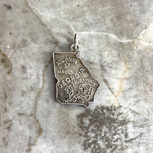 VTG Signed Danecraft Sterling Silver Atlanta Savannah Macon Georgia State Charm - Picture 11 of 16